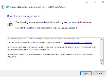 Setup Wizard License agreement